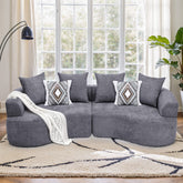 109” Curved Sectional Sofa, Chenille Fabric Modular Cloud Couch, No Assembly Required Half Moon Couch with Deep Seat, 4 Pillows, Gray